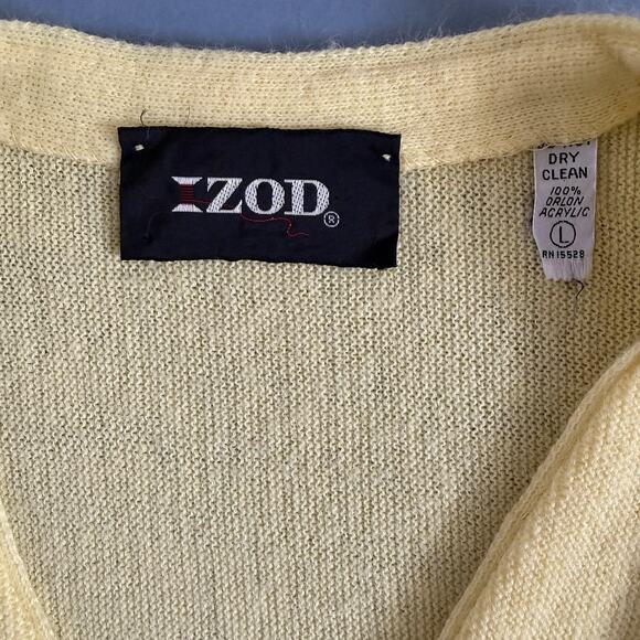Vintage Izod Lacoste Yellow Cardigan Sweater Orlon Acrylic Grandpacore Mens - Picture 4 of 4
